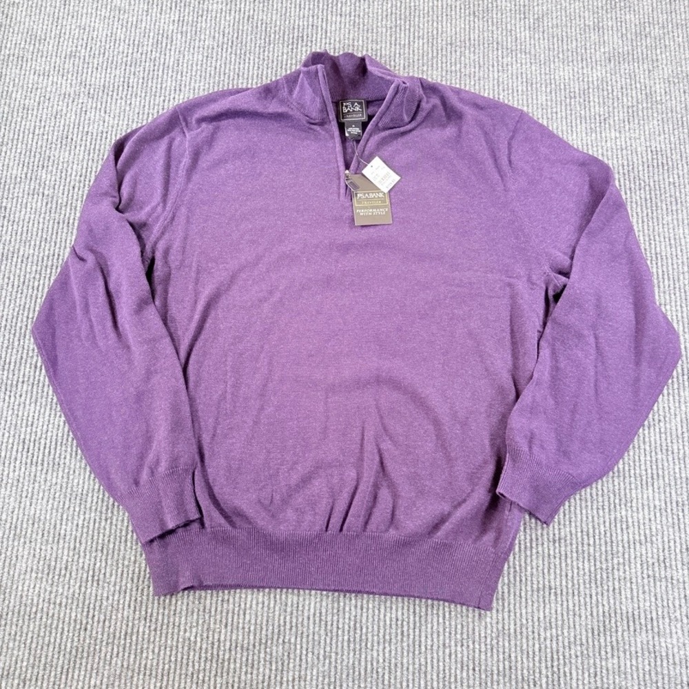 Jos A Bank Traveler 100% Pima Cotton Quarter Zip Sweater Mens XL Purple NWT